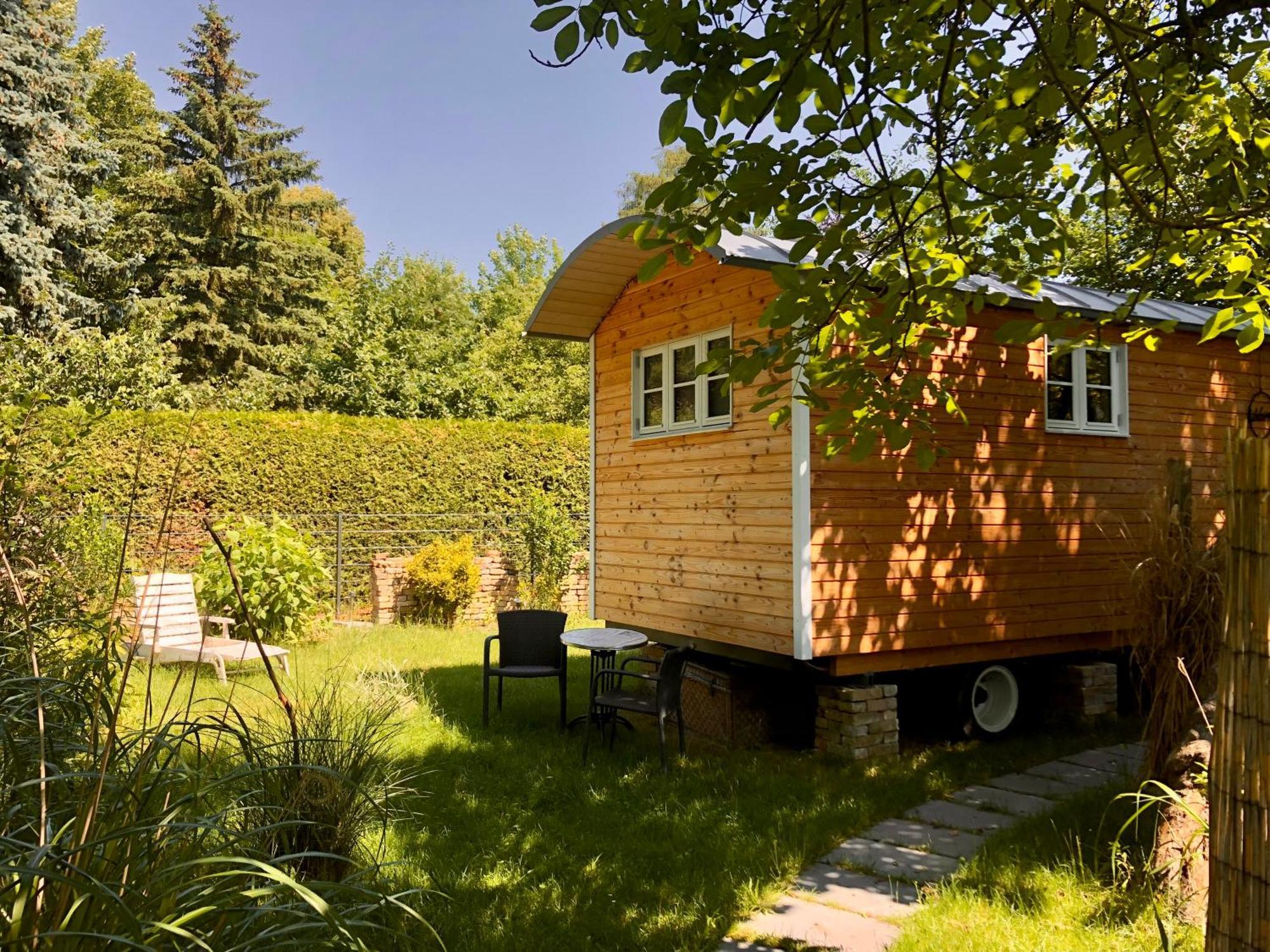 Petershagen-Eggersdorf Zirkuswagen Mit Outdoor Whirlpool Und Garten מראה חיצוני תמונה